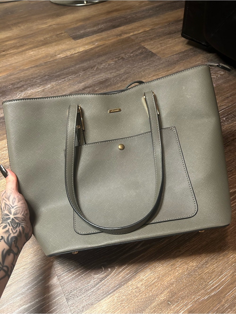 London Fog Olive Green Large Tote Shoulder Bag